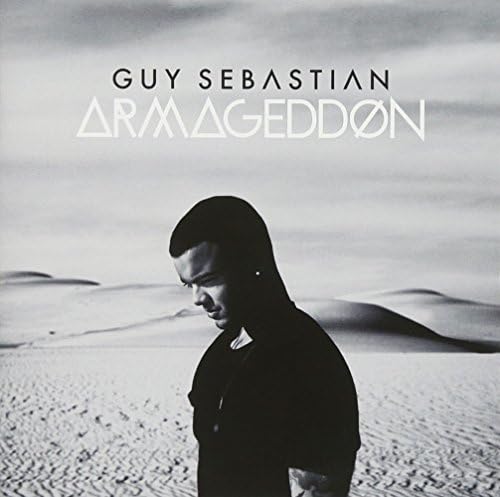 Guy Sebastian album cover, "Armageddon," featuring a man in a desert.