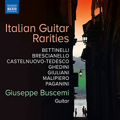 CD cover for "Italian Guitar Rarities" by Giuseppe Buscemi, featuring a Venetian scene.