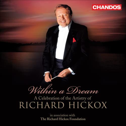 CD cover: Richard Hickox conducting, with a sunset landscape background.