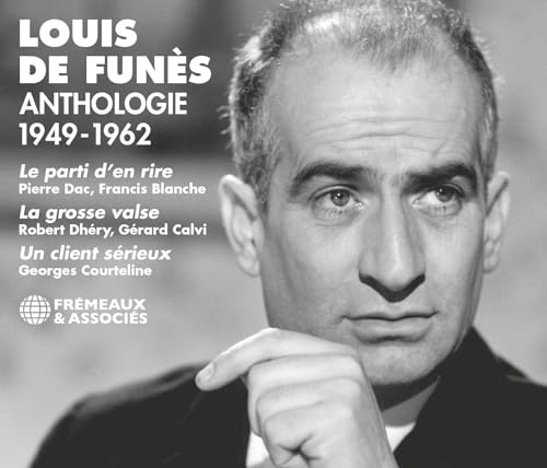Black and white portrait of Louis de Funès on a CD cover.