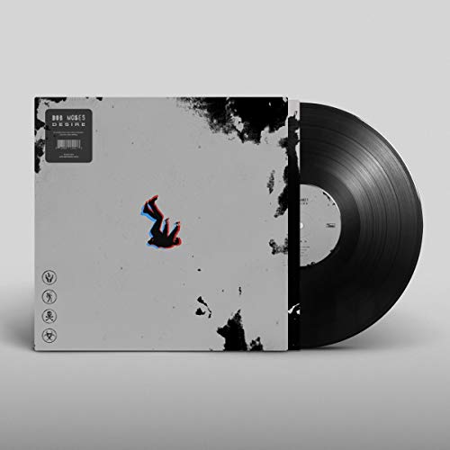 Vinyl record with album cover showing a falling figure in red and blue.