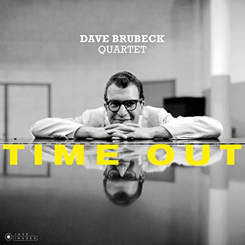 Dave Brubeck’s “Time Out!” album cover featuring a portrait of the pianist.