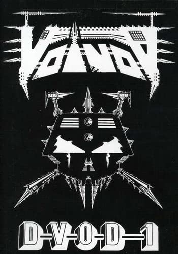 Black and white DVD cover for Voivod’s “D-v-o-d-1” with futuristic artwork.