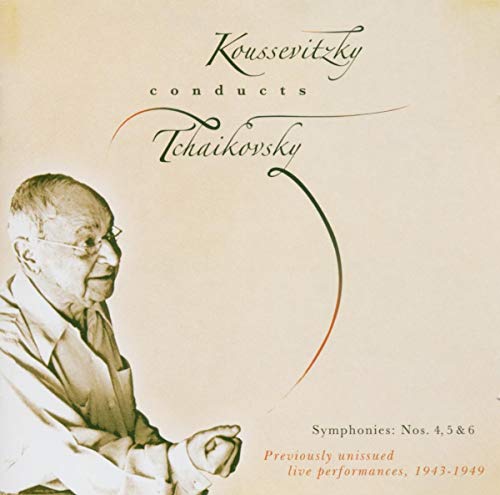 Portrait of Serge Koussevitzky, conductor, on a CD album cover.