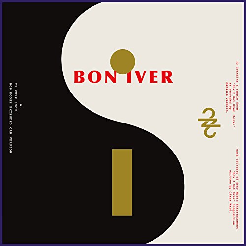 Bon Iver vinyl album cover with black and cream yin-yang design.