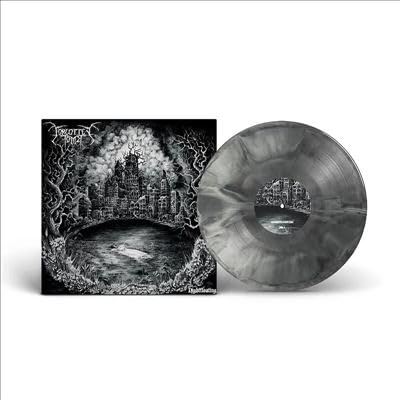 Forgotten Tomb Nightfloating vinyl record and album cover featuring a dark, surreal landscape.