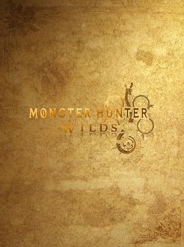 Monster Hunter Wilds logo on a textured, golden-brown parchment background.