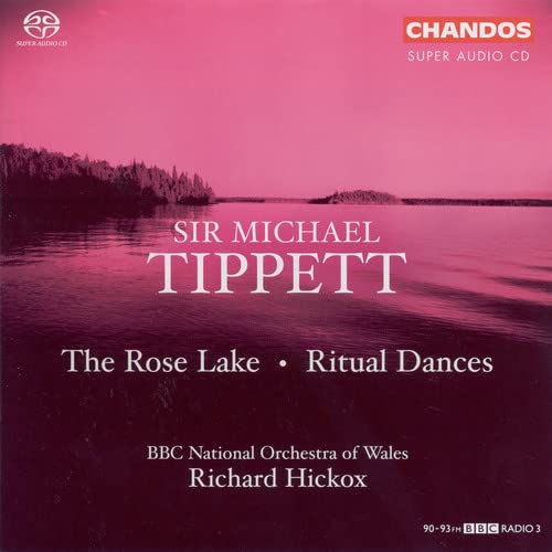 CD cover for Tippett’s “Rose Lake” with a pink lakeside landscape.