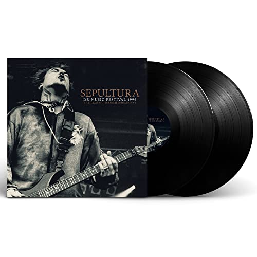 Sepultura vinyl record set with a portrait of a guitarist.