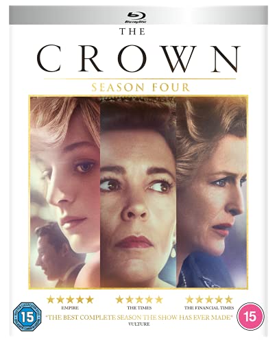 Blu-ray cover for "The Crown" Season 4 featuring portraits of cast members.
