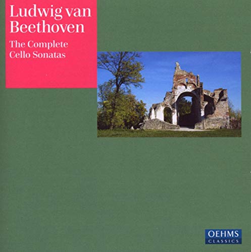 CD cover for Beethoven’s cello sonatas featuring a ruined stone building.