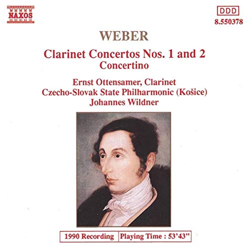 CD cover for Weber’s Clarinet Concertos with a portrait of a man.