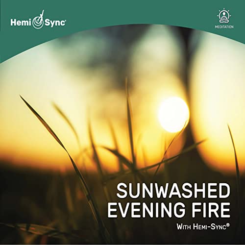 CD cover with a sunset scene, tall grass, and text “Sunwashed Evening Fire”.