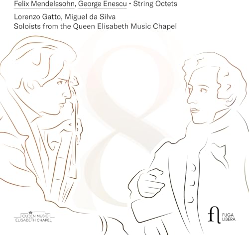 CD cover with sketched portraits of composers Mendelssohn and Enescu.