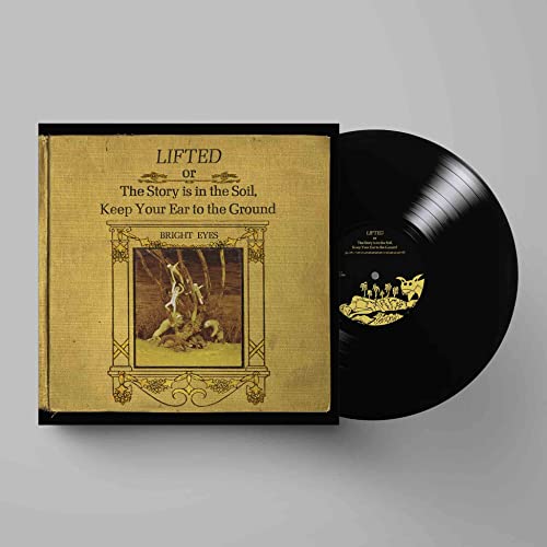 Bright Eyes vinyl record with ornate gold cover and black disc.