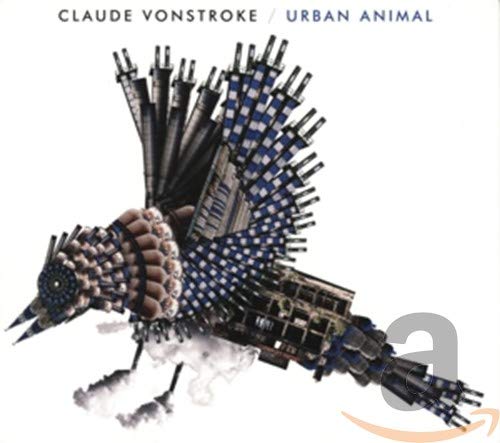 CD cover: a bird constructed from urban debris and architecture.