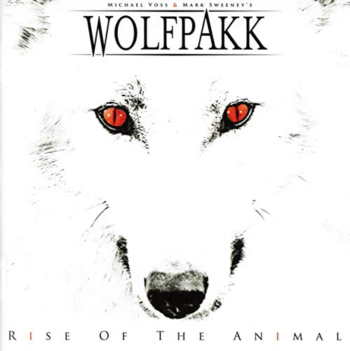 CD cover: white wolf face with intense red eyes, titled "Wolfpakk.