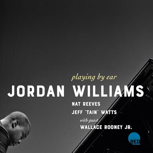 Black and white album cover featuring Jordan Williams and a grand piano.