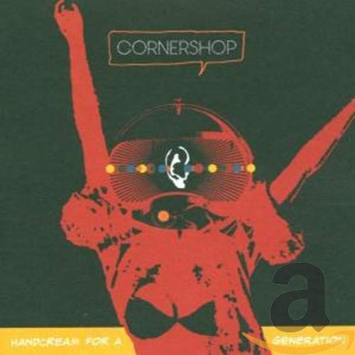 Cornershop album cover: red figure with raised arms, wearing sunglasses.