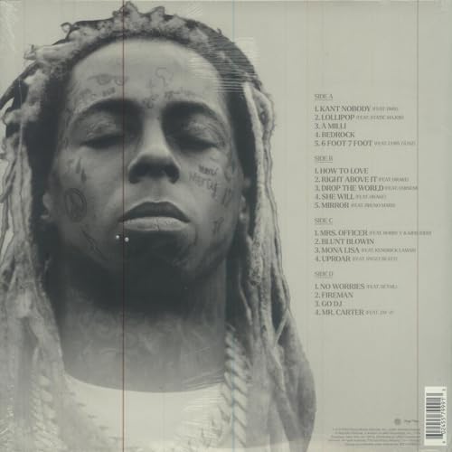 Vinyl record back cover featuring portrait of Lil Wayne and tracklist.