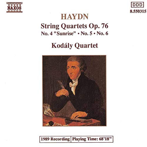 CD cover: portrait of Haydn with text “Haydn String Quartets, Kodály Quartet”.