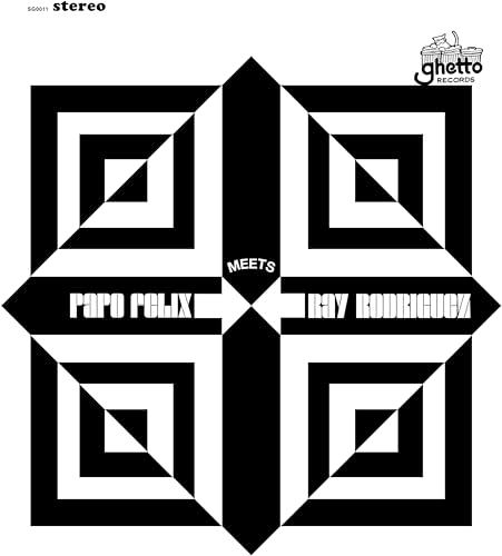 Black and white geometric album cover with text Papo Felix Meets Ray Rodriguez.