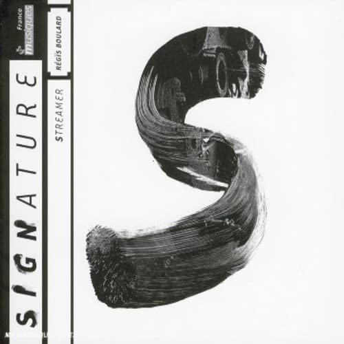 CD cover for Regis Boulard’s “Streamer” featuring a stylized black “S”.