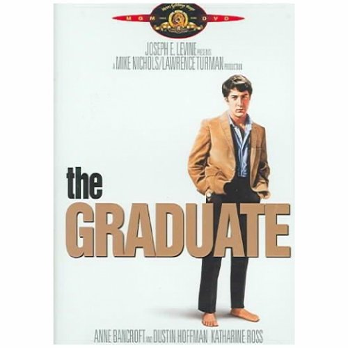 DVD cover for "The Graduate" featuring Dustin Hoffman in a suit.