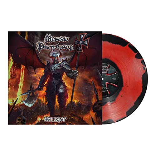 Mystic Prophecy "Hellriot" vinyl record with demonic album art and red swirl.