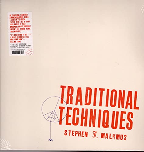 Stephen Malkmus’ “Traditional Techniques” vinyl record with red text and geometric design.