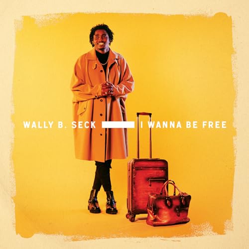 Album cover for Wally Seck’s “I Wanna Be Free” featuring a man with luggage.