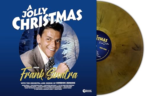 Frank Sinatra’s “A Jolly Christmas” gold marble vinyl record album cover.