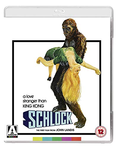 Schlock" Blu-ray cover: a gorilla carrying a blonde woman in green.