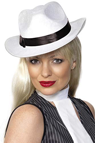 Smiffys Gangster Hat with Band - White