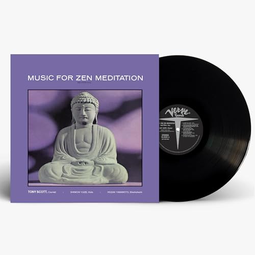Vinyl record and album cover featuring a seated Buddha statue.