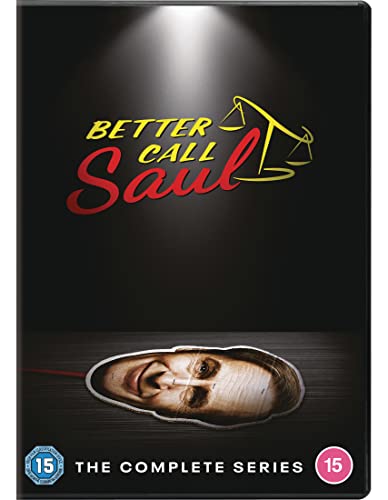 “Better Call Saul” DVD cover with Saul Goodman’s face and scales of justice.