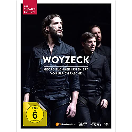DVD cover for "Woyzeck" featuring a man in a dark shirt, stage lighting.