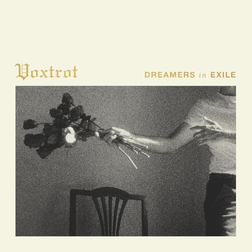 Album cover: hand holding flowers, seated figure, chair, and text.