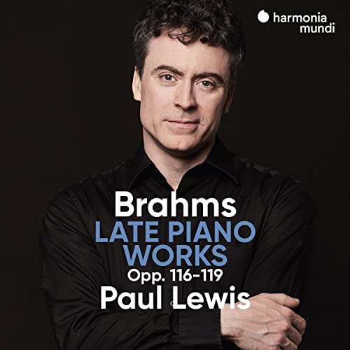Portrait of pianist Paul Lewis against a black background with album title text overlay.