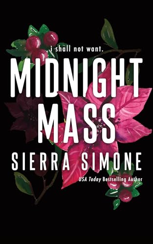 Book cover: "Midnight Mass" with red flowers and white text.
