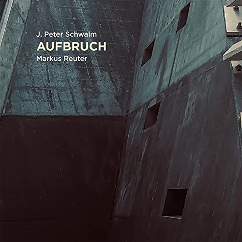 Vinyl record cover for "Aufbruch" by Peter Schwalm, featuring brutalist architecture.