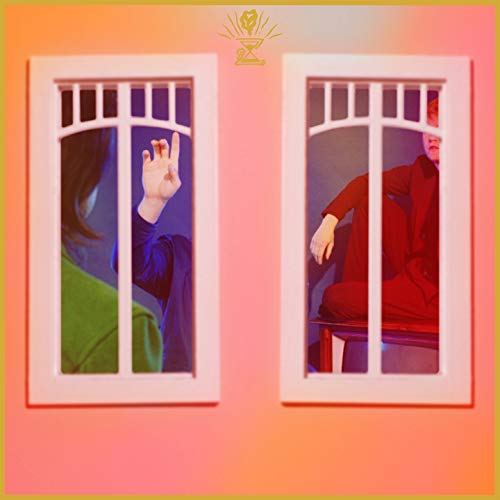CD cover with two figures framed in windows, orange and teal tones.