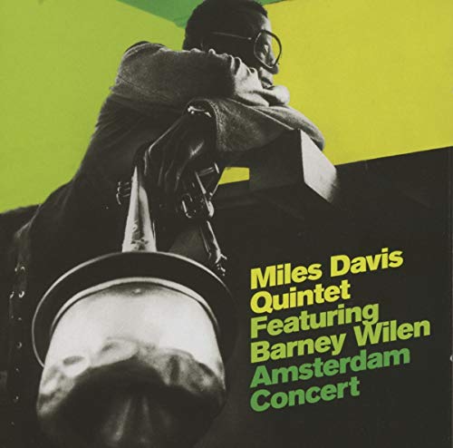 Miles Davis with trumpet, album cover for Amsterdam Concert featuring Barney Wilen.