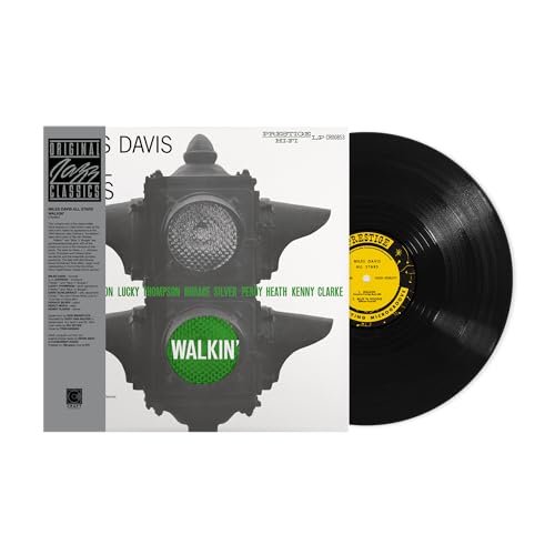 Miles Davis "Walkin'" vinyl record with traffic light cover art.