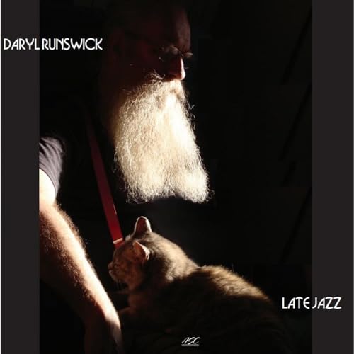 Daryl Runswick with a grey cat, album cover for "Late Jazz".