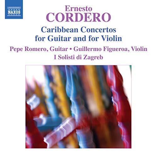 CD cover for “Caribbean Concertos” featuring colorful abstract candy swirls.