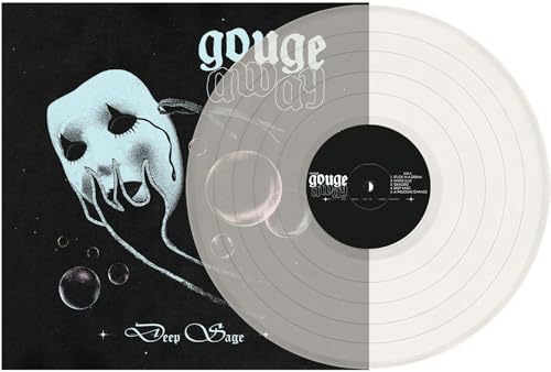 Gouge Away Deep Sage vinyl record with a black cover featuring a crying mask.