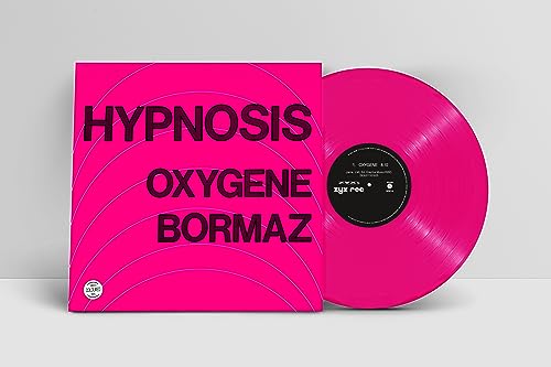 Pink vinyl record and cover with white text: "Hypnosis, Oxygene, Bormaz".