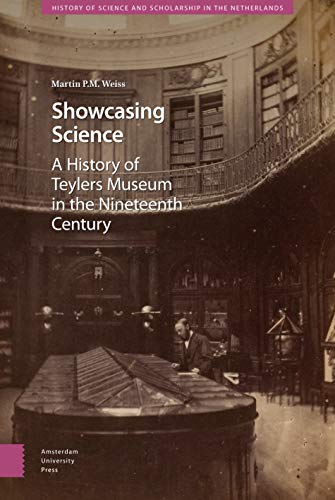 Book cover: “Showcasing Science” with a historic museum interior background.