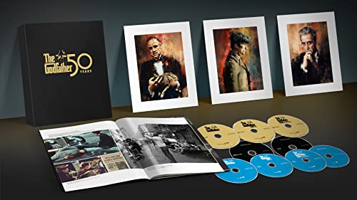 The Godfather 50th Anniversary collection with box, prints, book, and discs.